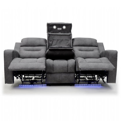Grey Fabric 3 Seater Electric Recliner Sofa