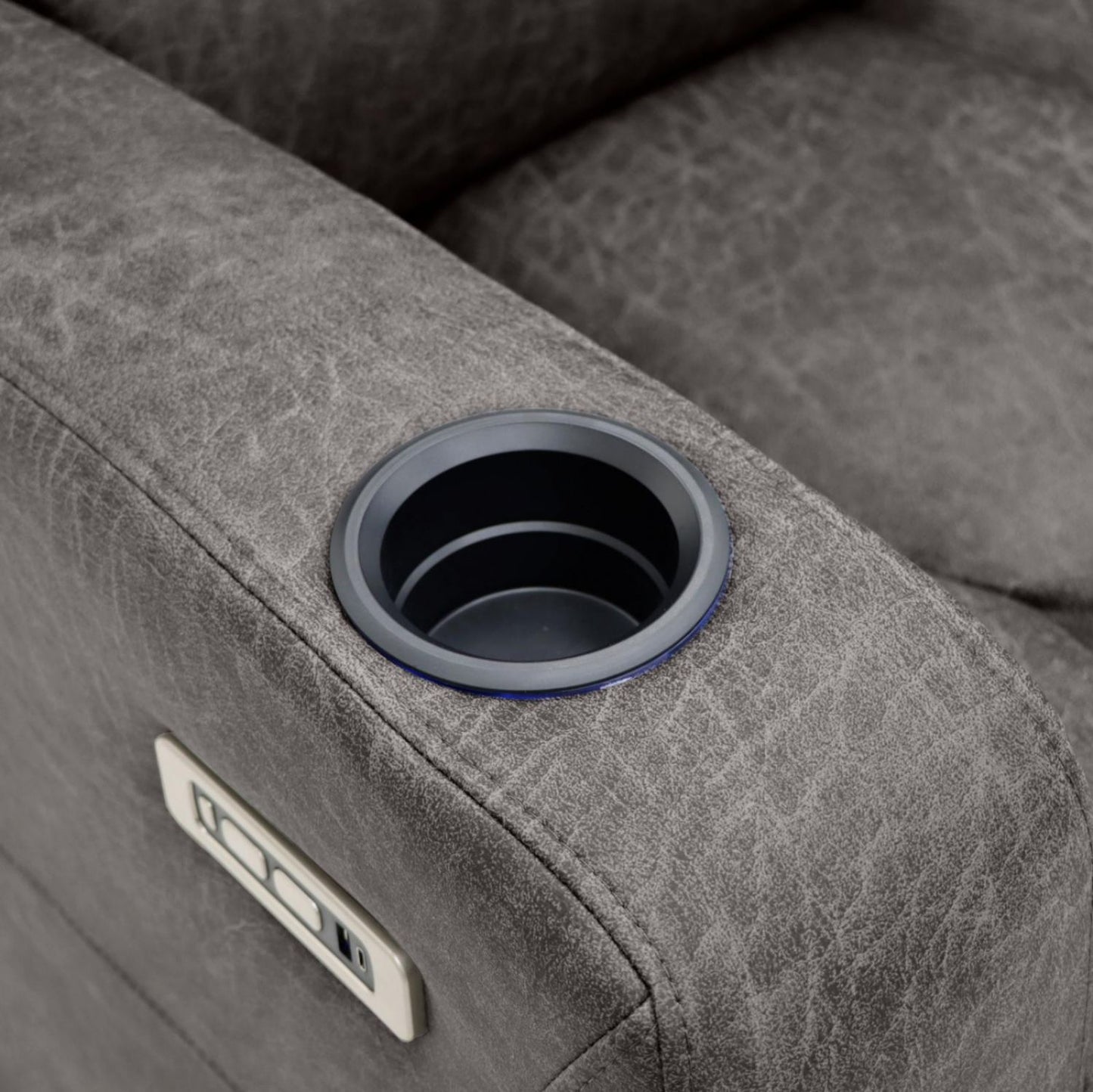 Brown Fabric 3 Seater Electric Recliner Sofa with LED