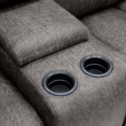 Brown Fabric 3 Seater Electric Recliner Sofa with LED