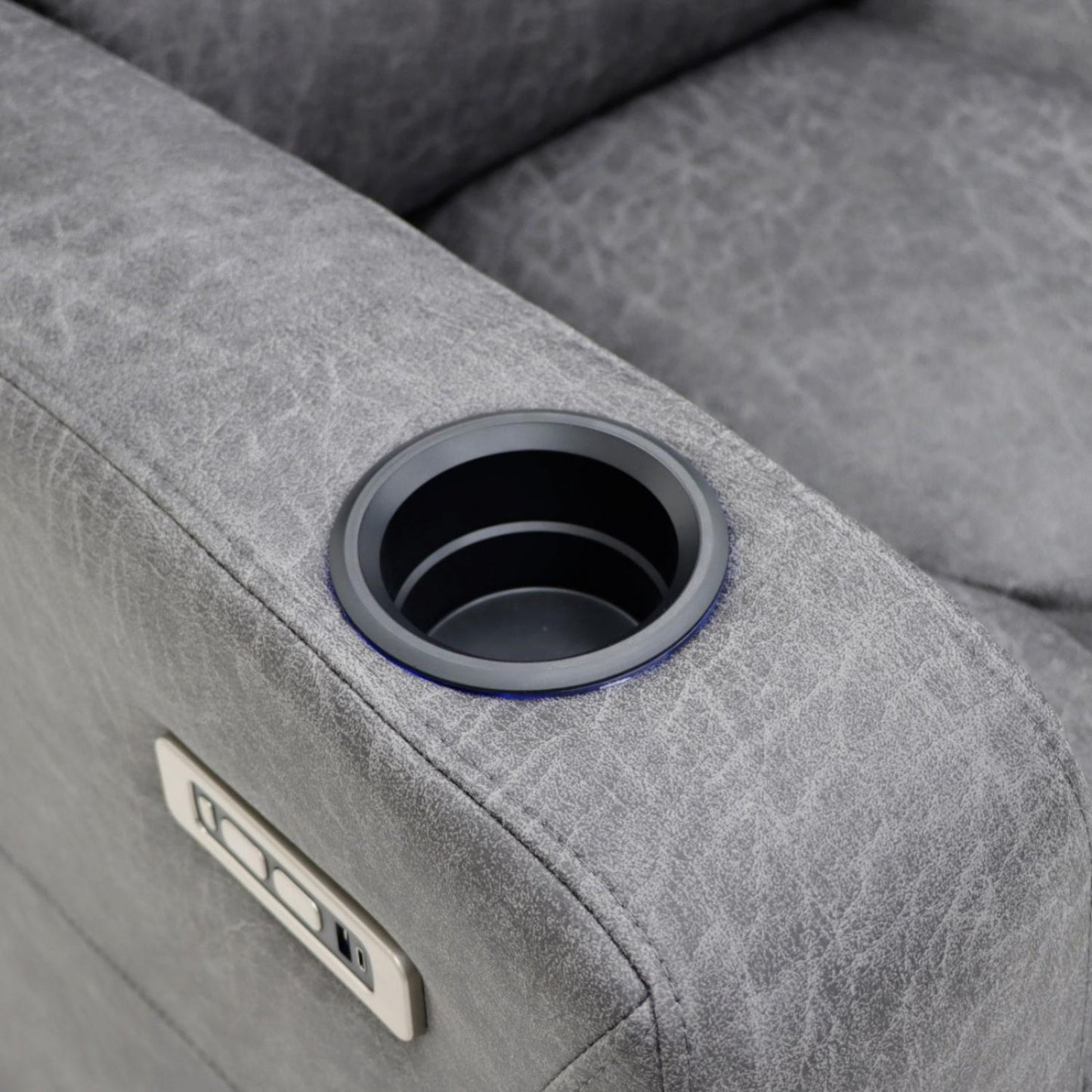 Grey Fabric 3 Seater Electric Recliner Sofa