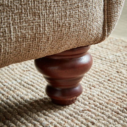 Turin Range Sofas In Venice Barley Brown Fabric With Cushions