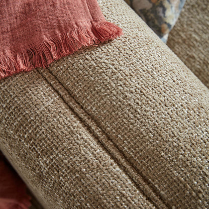 Turin Range Sofas In Venice Barley Brown Fabric With Cushions