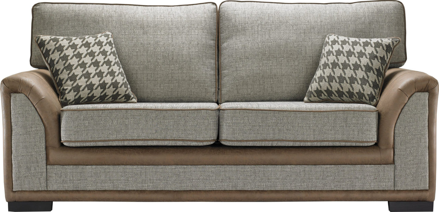 Camden Bespoke Grey Fabric And Leather Piping Modern Design Sofa 