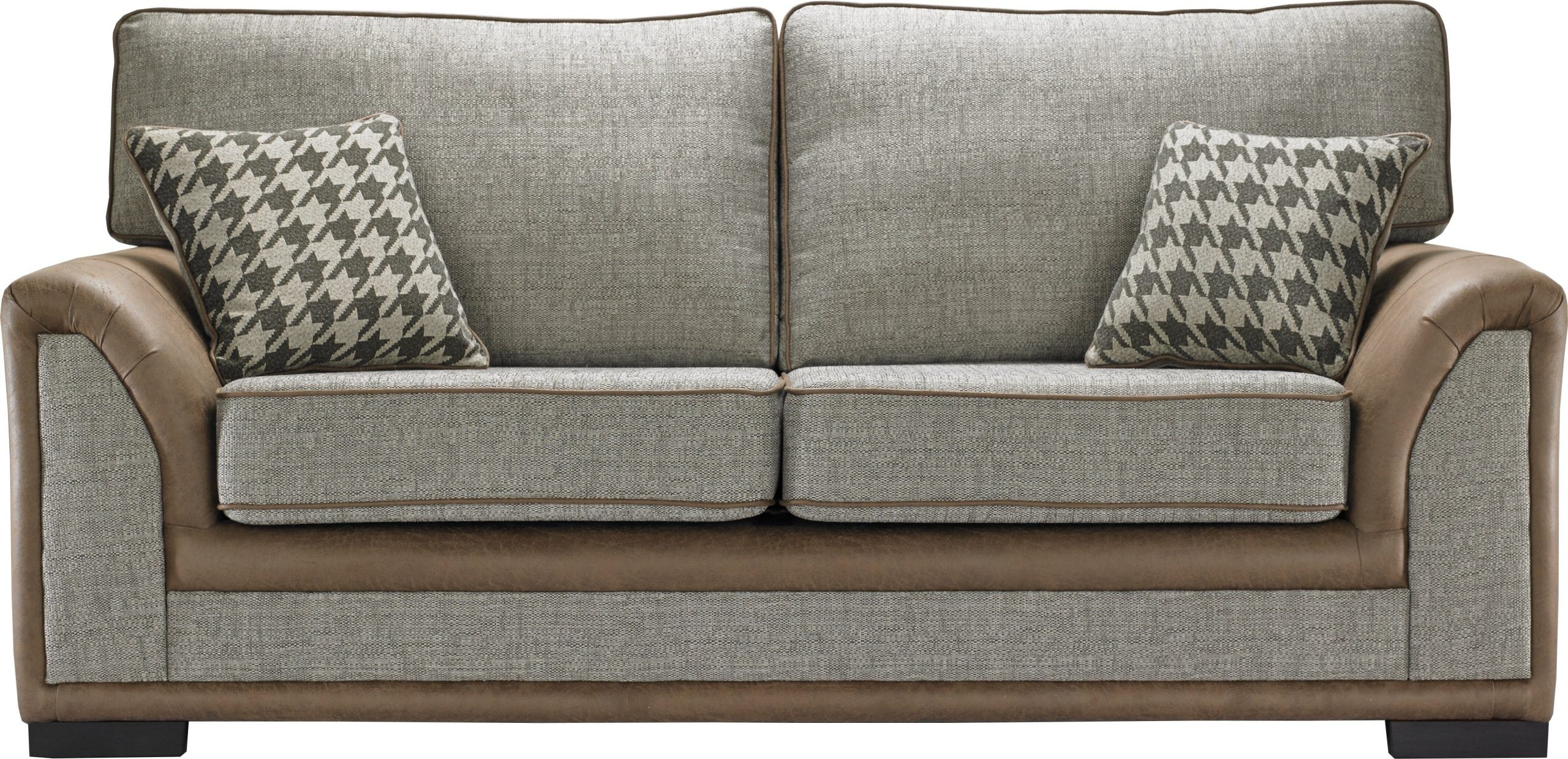 Camden Bespoke Grey Fabric And Leather Piping Modern Design Sofa 