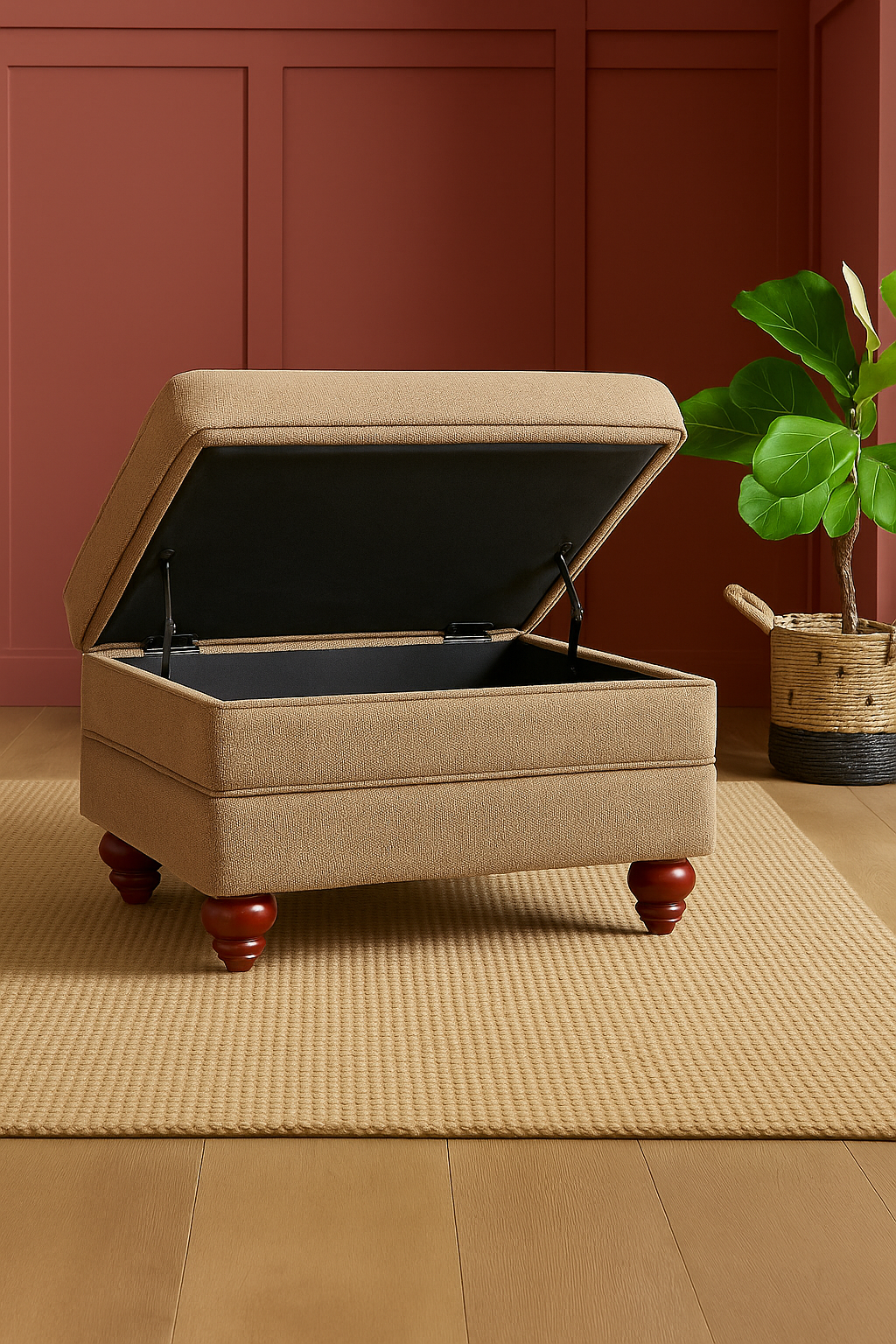 Turin Range Sofas In Venice Barley Brown Fabric With Cushions