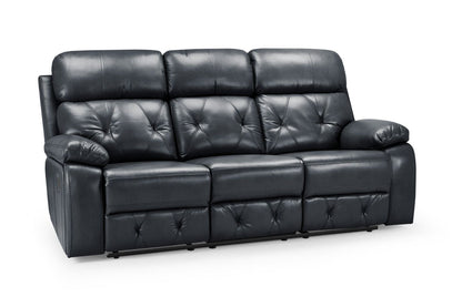 Black Leather Effect 3 Seater Manual Recliner Sofa