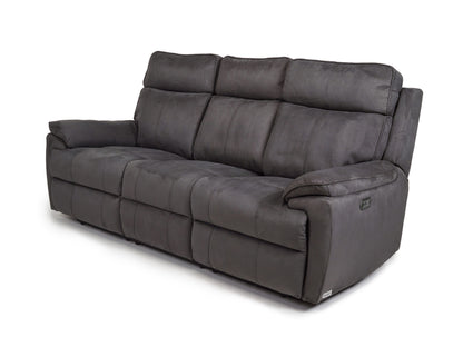 Continental 3+2 Seater Electric Reclining Grey Fabric Suede Sofas 