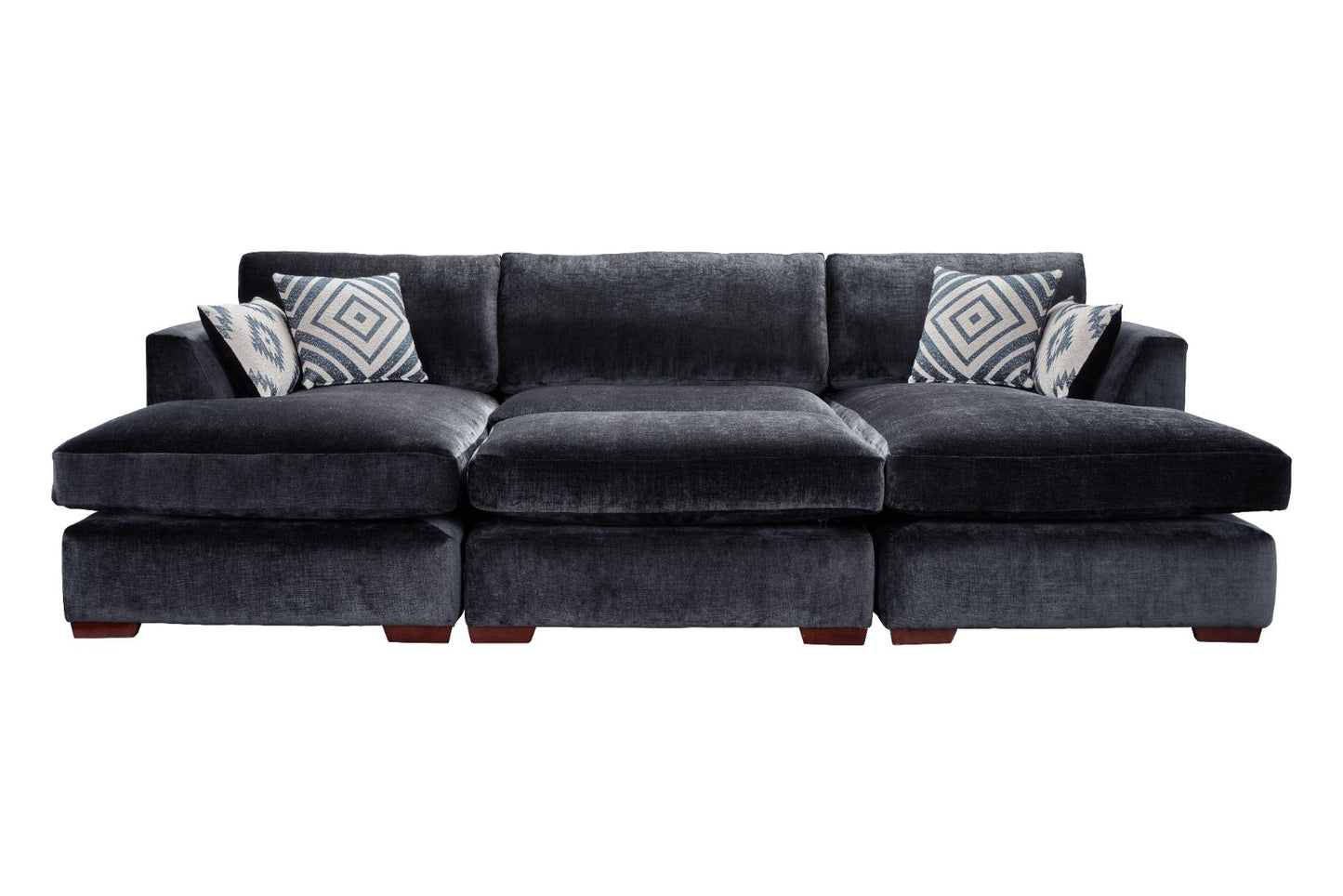 Felix U Shape Large Double Ended Chaise Fabric Cinema Sofa with Sofa Bed Option