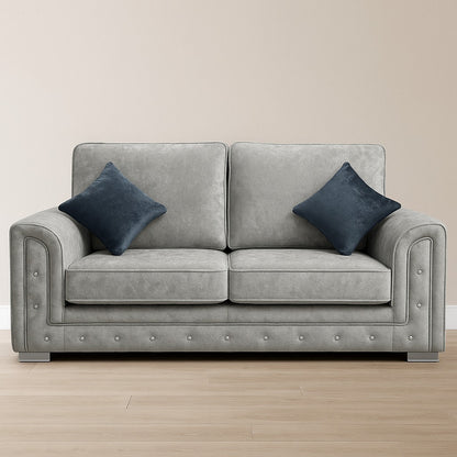 Genuine Crush Velvet Diamond Studs Shimmer Silver Fabric Sofas Bespoke