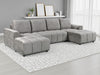 Grey Fabric Large U Shape Luxury Sofa Bed with Storage