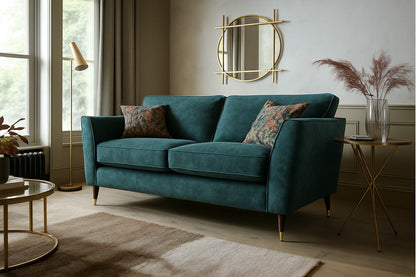 Rome 4 Seater Sofa In Dove Olive Green Fabric With Round Wooden Legs