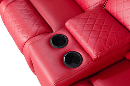 Red Leather Cinema 3 Seater Electric Recliner Sofa
