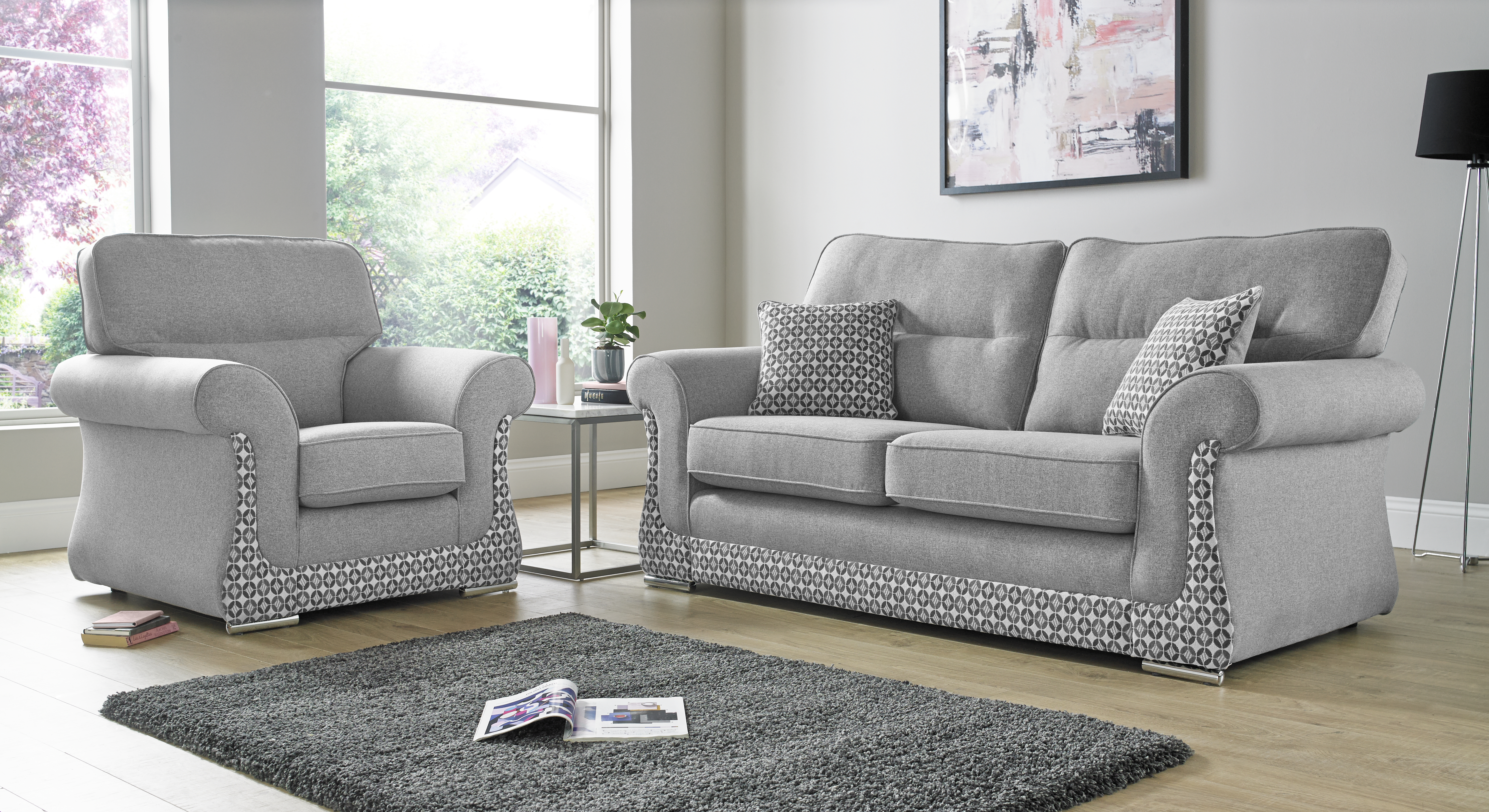 Galaxy Handmade Elegant Mosaic Grey Fabric Sofas