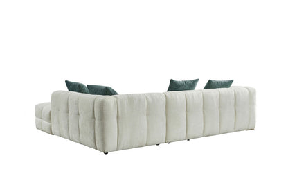 Beige Fabric Right Hand Facing L Shape Corner Sofa
