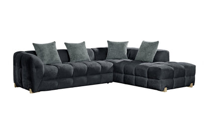 Charcoal Fabric L Shaped Corner Sofa Right Hand Facing