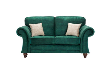 Genoa Handmade Sofas In Milano Emerald Green Fabric With Turned Wooden Legs 