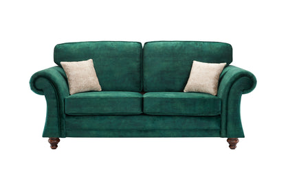 Genoa Handmade Sofas In Milano Emerald Green Fabric With Turned Wooden Legs 