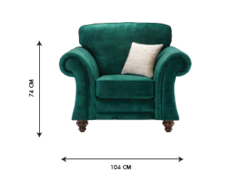 Genoa Handmade Sofas In Milano Emerald Green Fabric With Turned Wooden Legs 