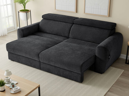 Black Fabric 3 Seater Electric Adjustable Recliner Sofabed