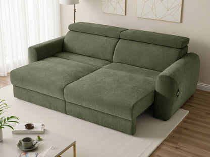 Green Fabric 3 Seater Electric Adjustable Recliner Sofabed