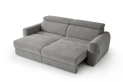 Grey Fabric 3 Seater Electric Reclining Sofa Bed