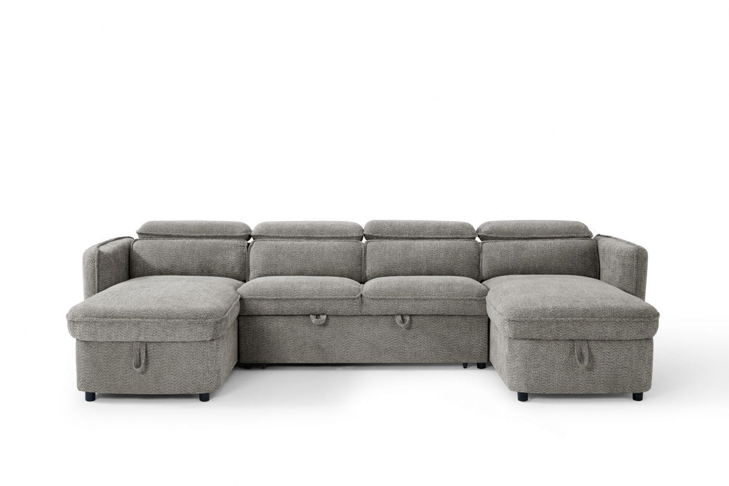 Grey Textured Fabric Large U Shape Corner Sofa Bed