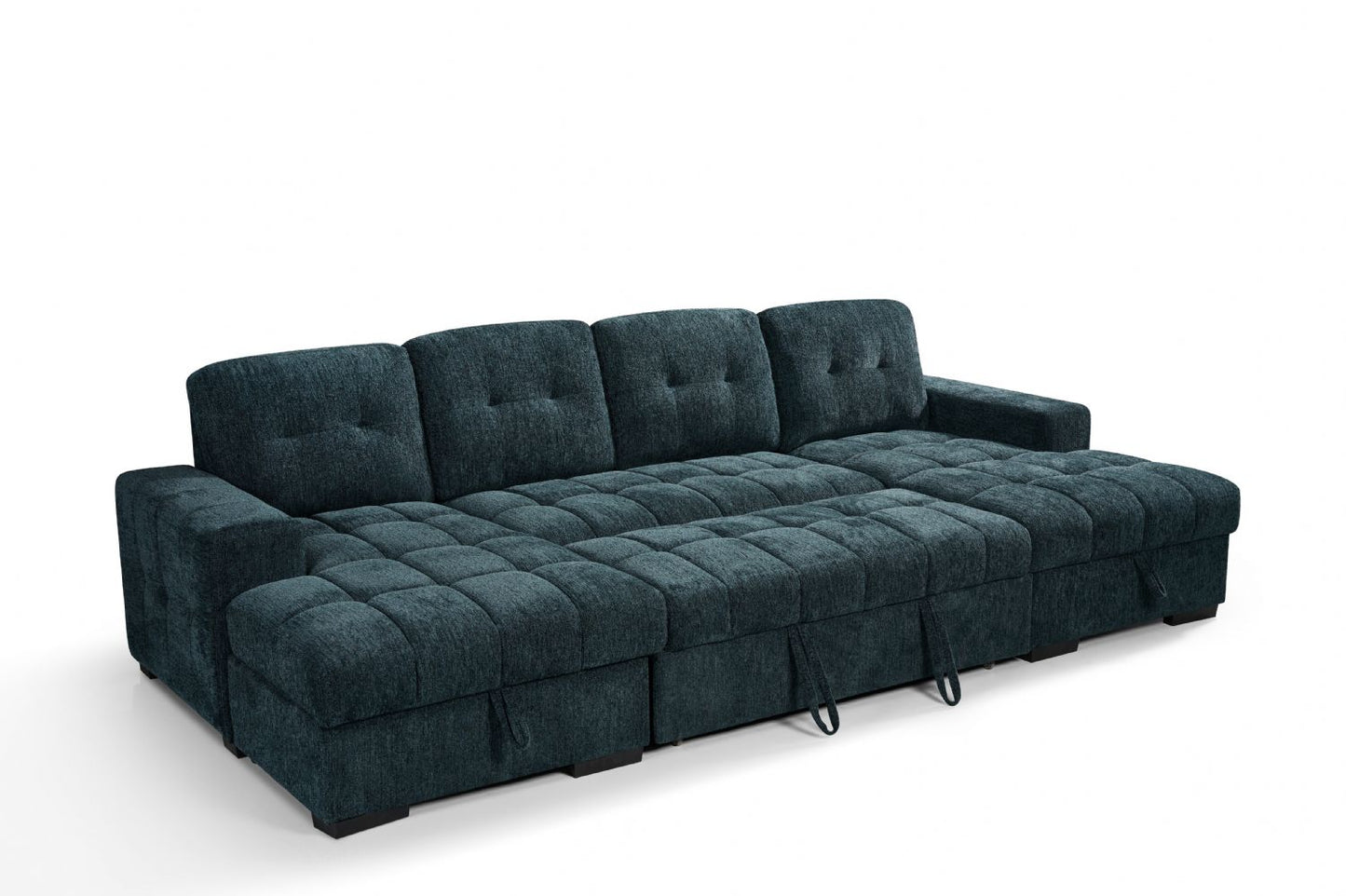 Teal Fabric Large U Shape Corner Chaise Sofa Bed