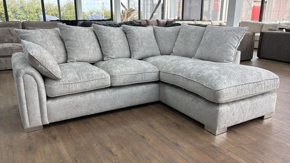 Silver Fabric Right Hand Facing Corner Sofa Chaise