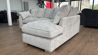 Silver Fabric Right Hand Facing Corner Sofa Chaise