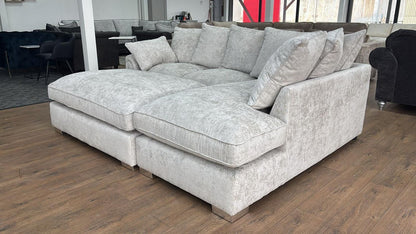Silver Fabric Right Hand Facing Corner Sofa Chaise