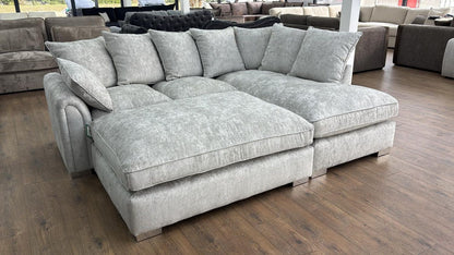 Silver Fabric Right Hand Facing Corner Sofa Chaise
