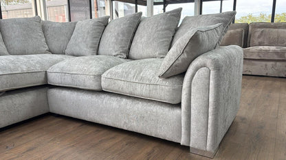 Silver Fabric Right Hand Facing Corner Sofa Chaise