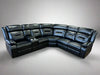Black Leather Large Corner Manual Recliner Sofa