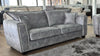 Silver Grey Velvet Effect Fabric 3 Seater High Back Sofa