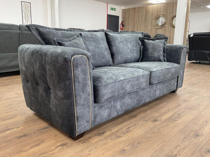 Charcoal Black Leather Effect High Back 3 Seater Sofa