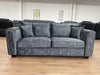 Charcoal Black Leather Effect High Back 3 Seater Sofa