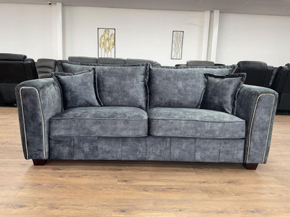 Charcoal Black Leather Effect High Back 3 Seater Sofa
