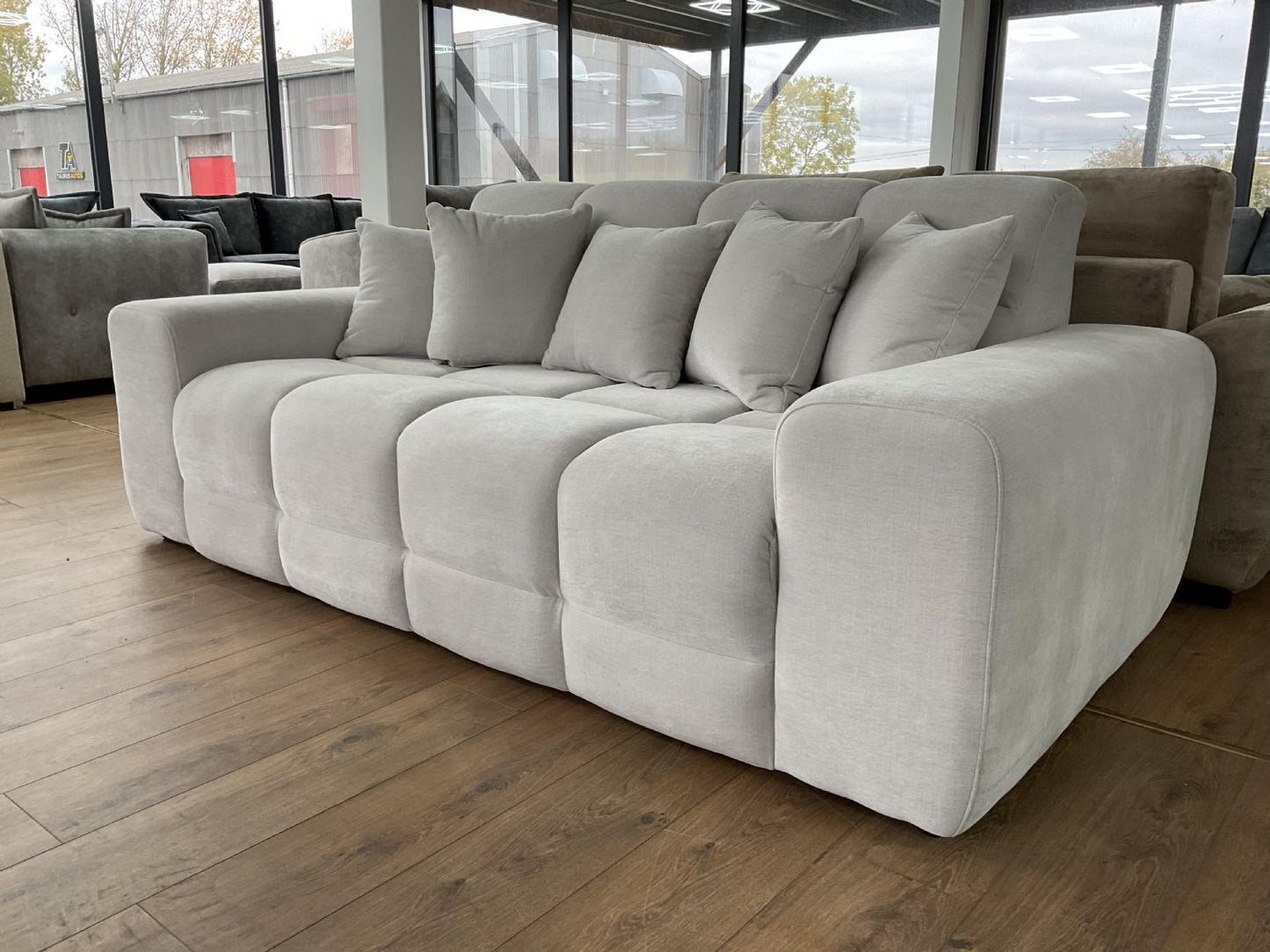 Natural Fabric 3 Seater Standard Back Sofa