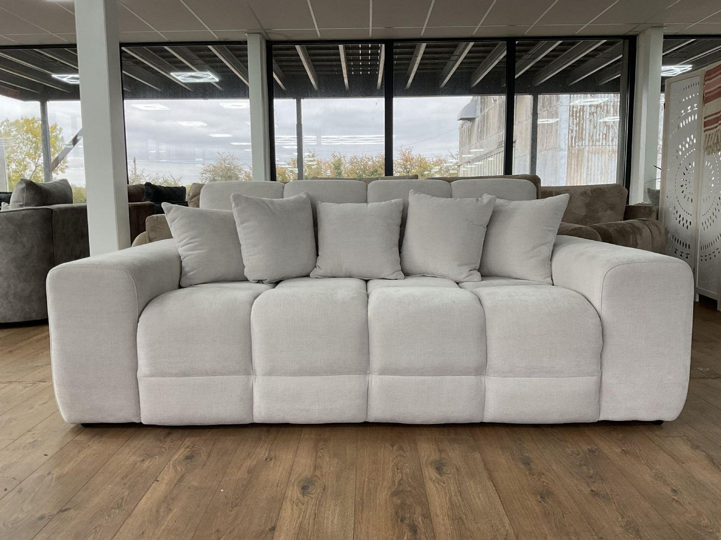 Natural Fabric 3 Seater Standard Back Sofa