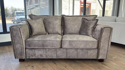 Brown Leather Effect 2 Seater Sofa with Metal Trim