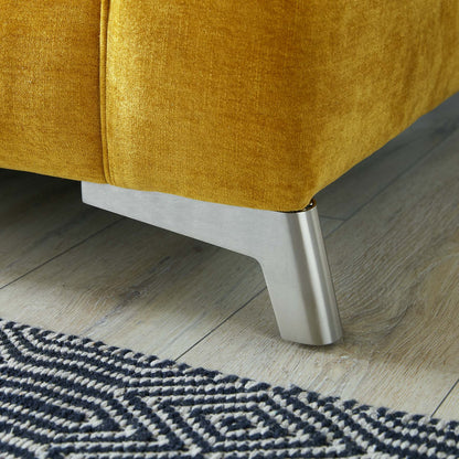 Rome Chaise L Shape Corner Sofa For Elderly In Aston Mustard Yellow Fabric With Metal Angled Feet
