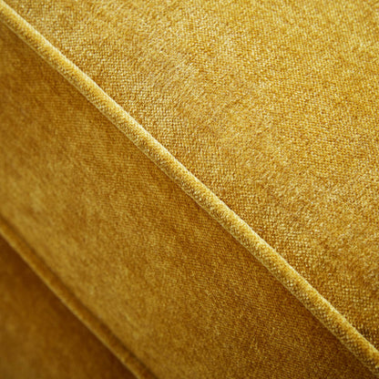 Rome Chaise L Shape Corner Sofa For Elderly In Aston Mustard Yellow Fabric With Metal Angled Feet