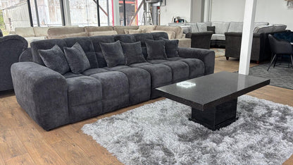 Black Textured Fabric Large 4 Seater Sofa