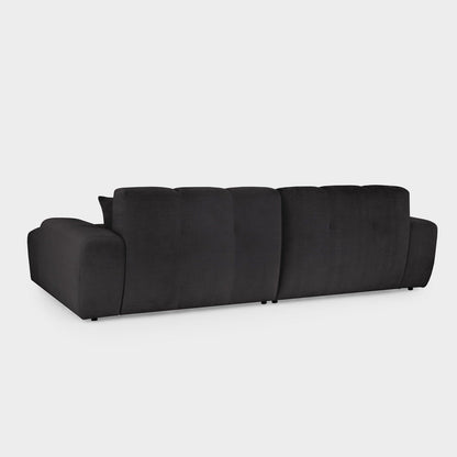 Black Fabric Upholstered Left Hand Facing Corner Sofa