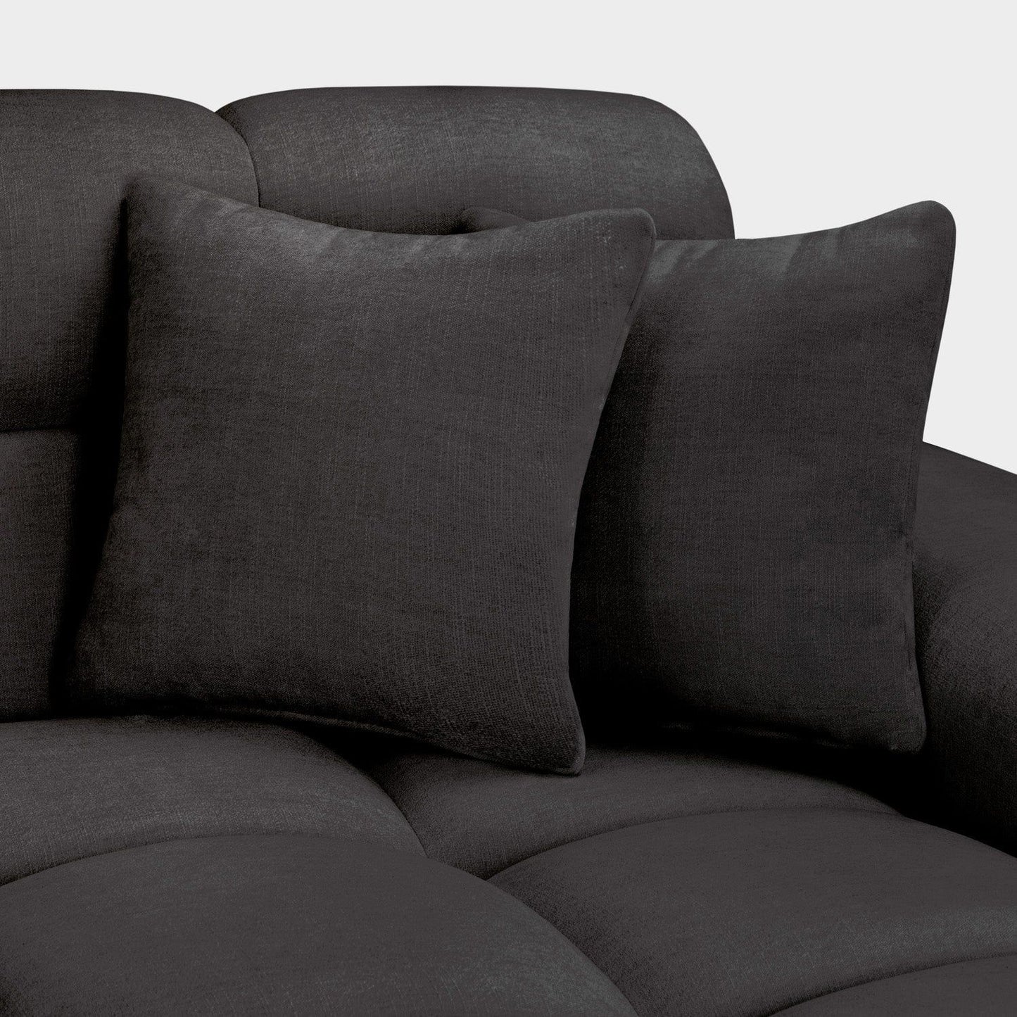 Black Fabric Upholstered Left Hand Facing Corner Sofa