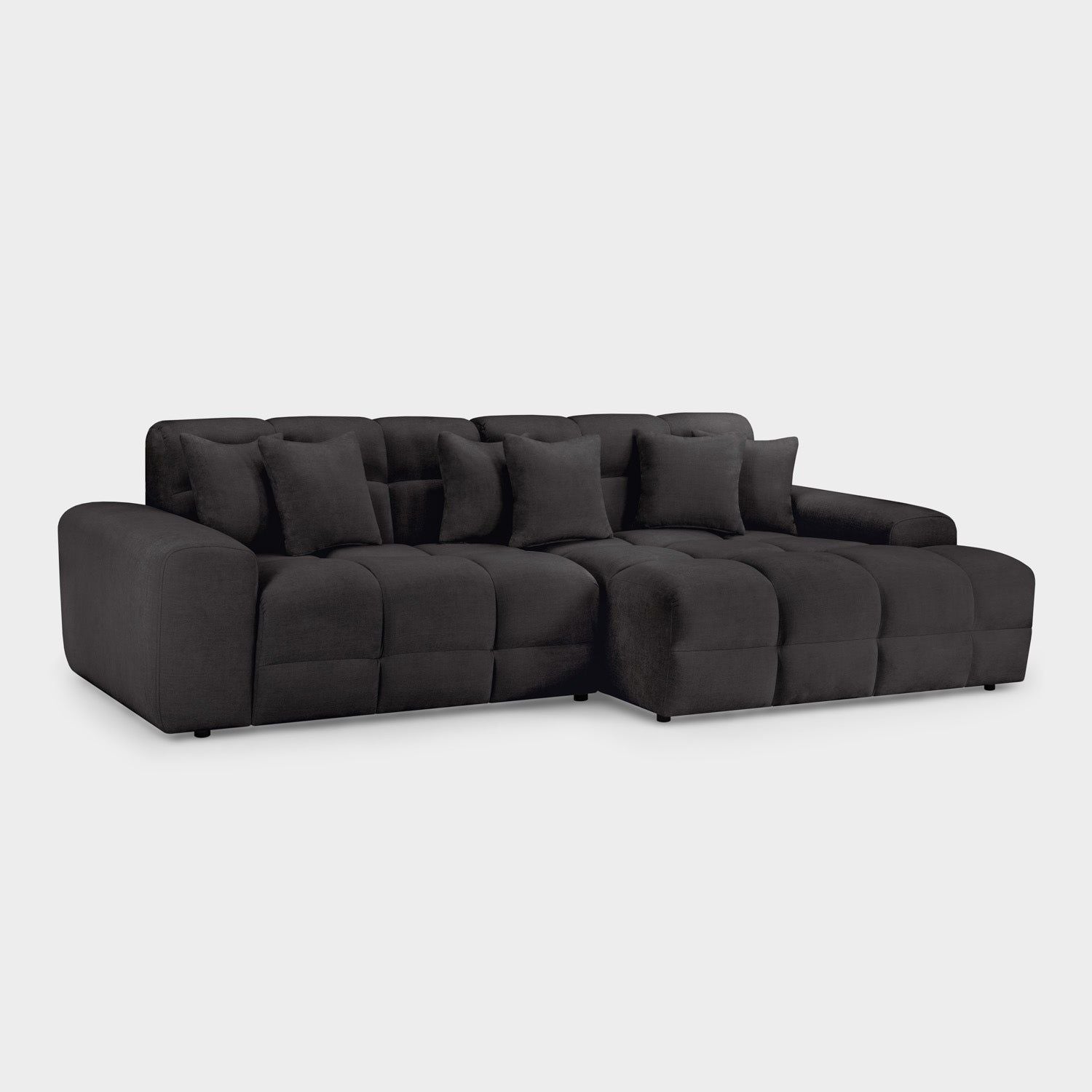 Black Fabric Upholsterd Right Hand Facing Corner Sofa