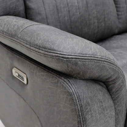 Grey Fabric 3 Seater Electric Recliner Sofa
