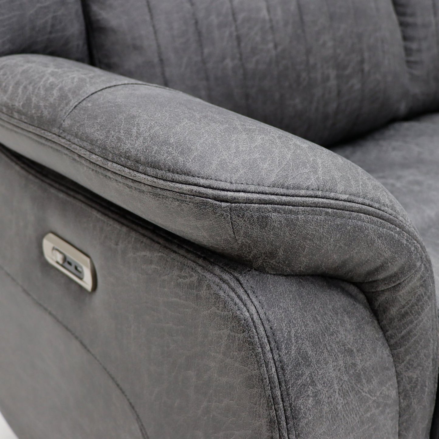 Grey Fabric 2 Seater Recliner Sofa with Console