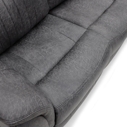 Grey Fabric 2 Seater Recliner Sofa with Console
