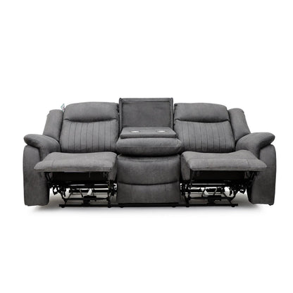 Grey Fabric 3 Seater Electric Recliner Sofa